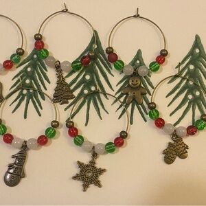 Festive Holiday Wine Charms Set